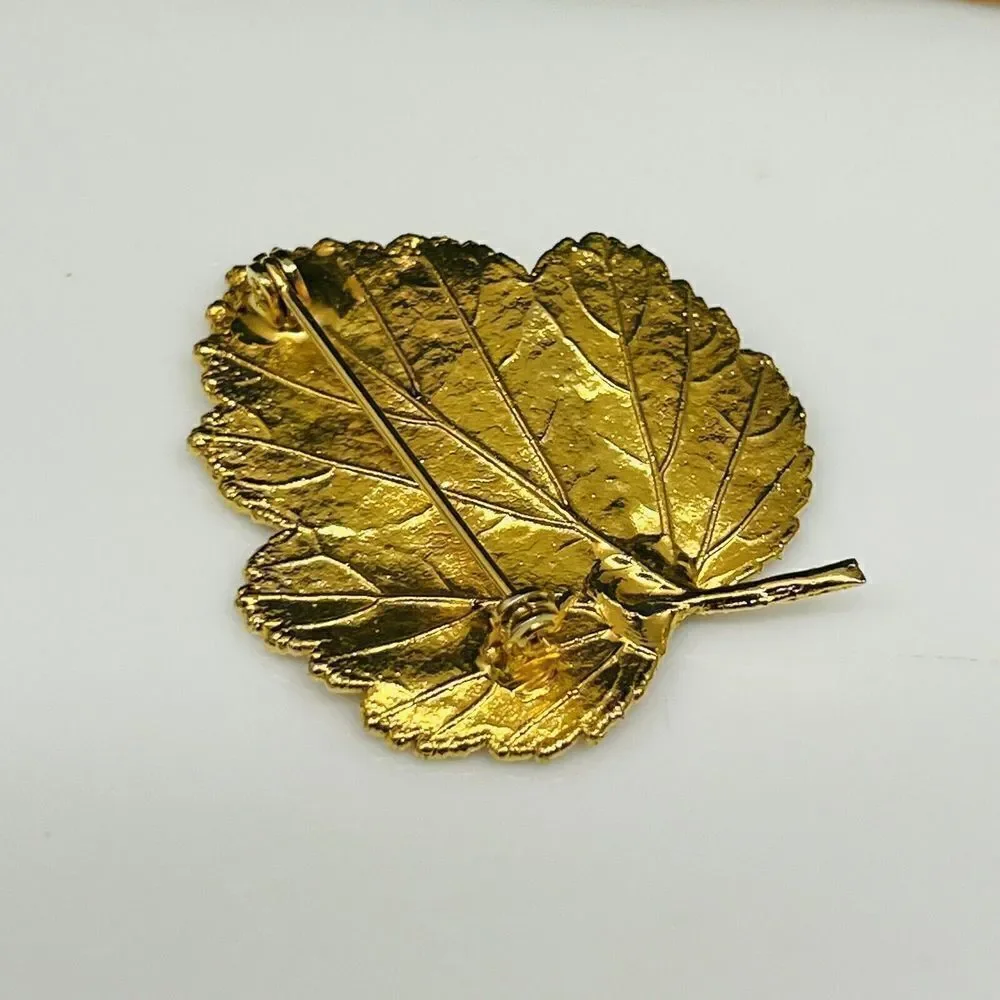 24K Gold Dipped Genuine Leaf Brooch Pendant Nature Jewelry Rocky Mountains  1307
